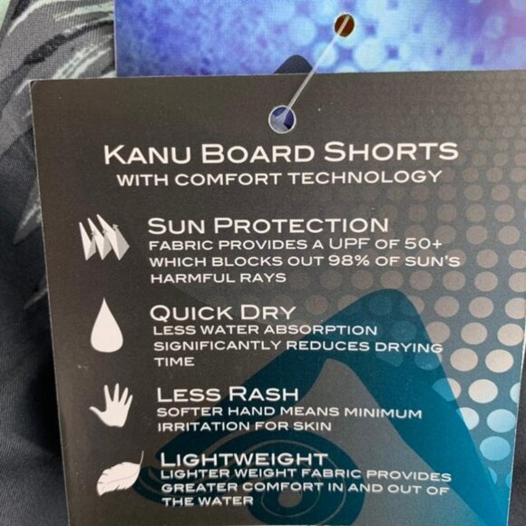 Kanu Surf Quick Dry Board Shorts Men's Swimwear Charcoal/Blue/Yellow Size L - Picture 9 of 12